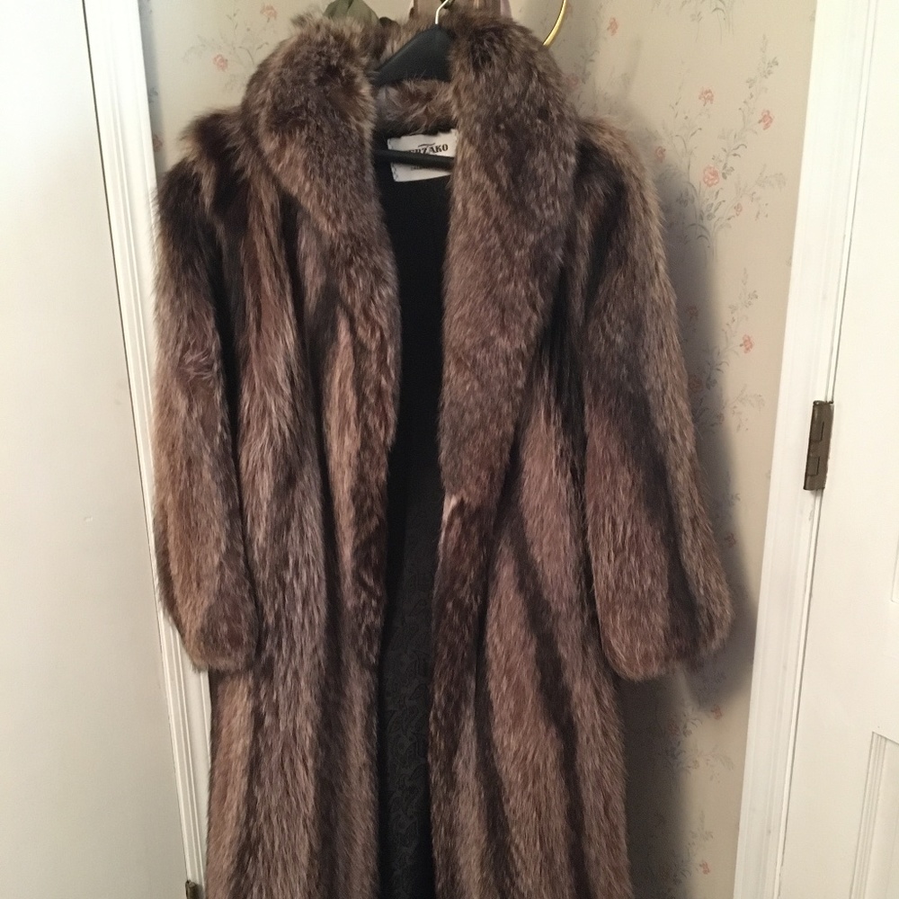 Full length raccoon coat